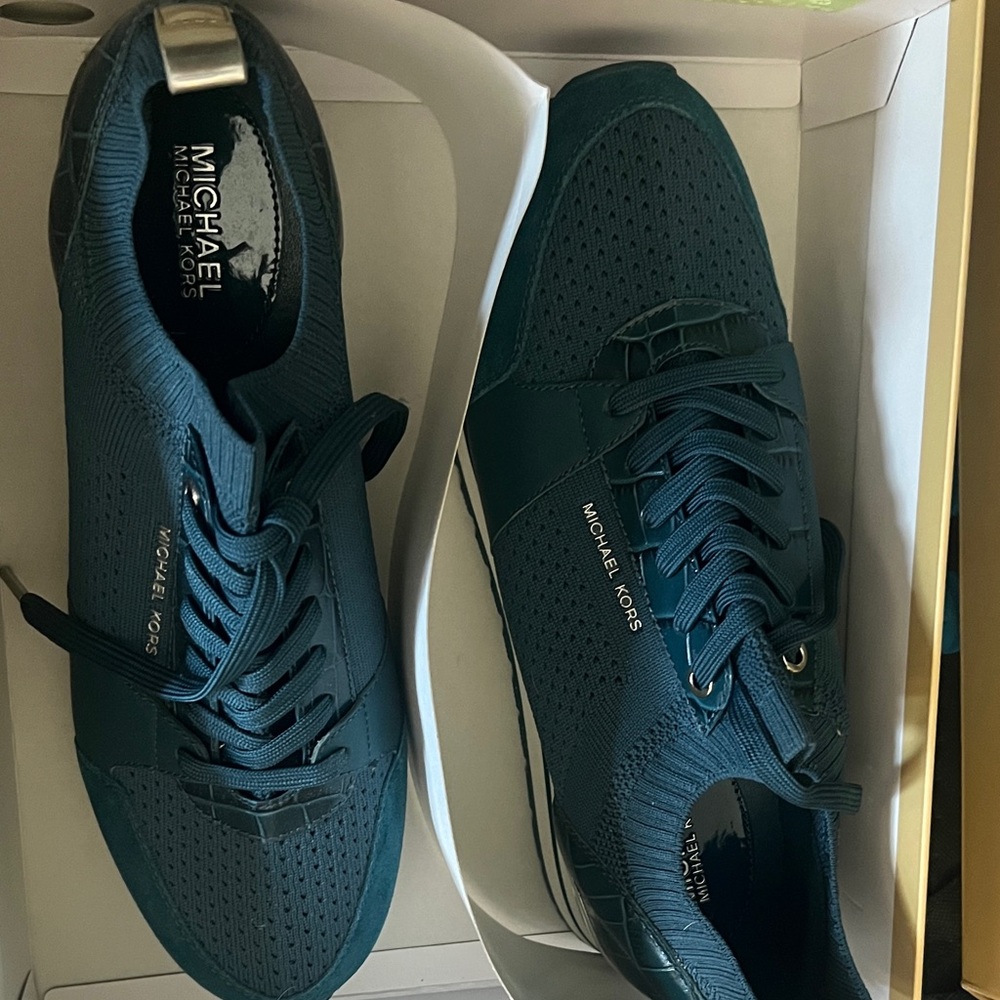 Michael Kors Deep Teal Athletic Shoes. Billie Knit Trainer